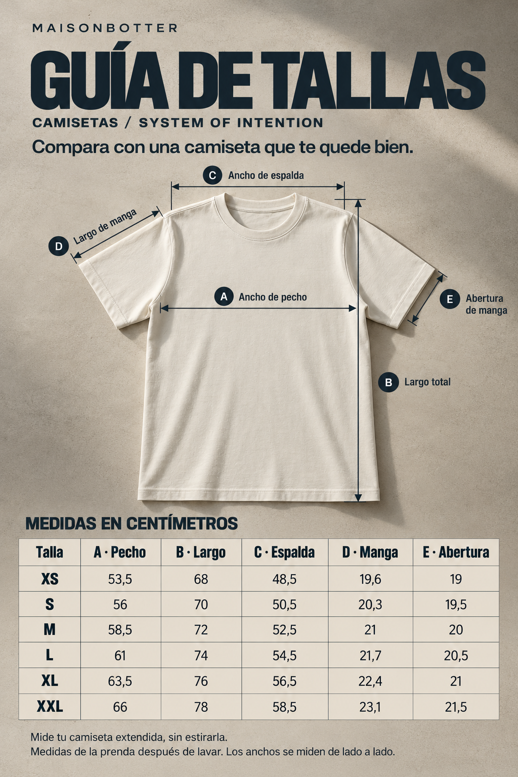 Guía de tallas — T-shirt Meaning - White by Maison Botter